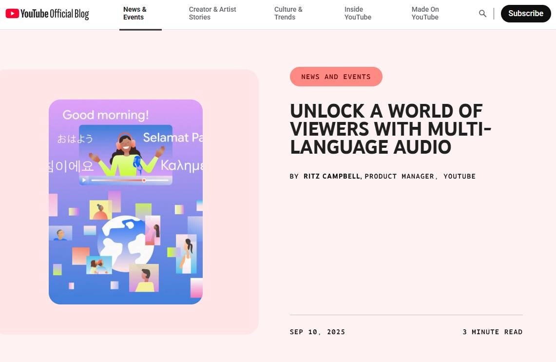 【YouTube】仕様変更の衝撃！新料金プラン「Premium Lite」やAI自動吹き替え機能も解説