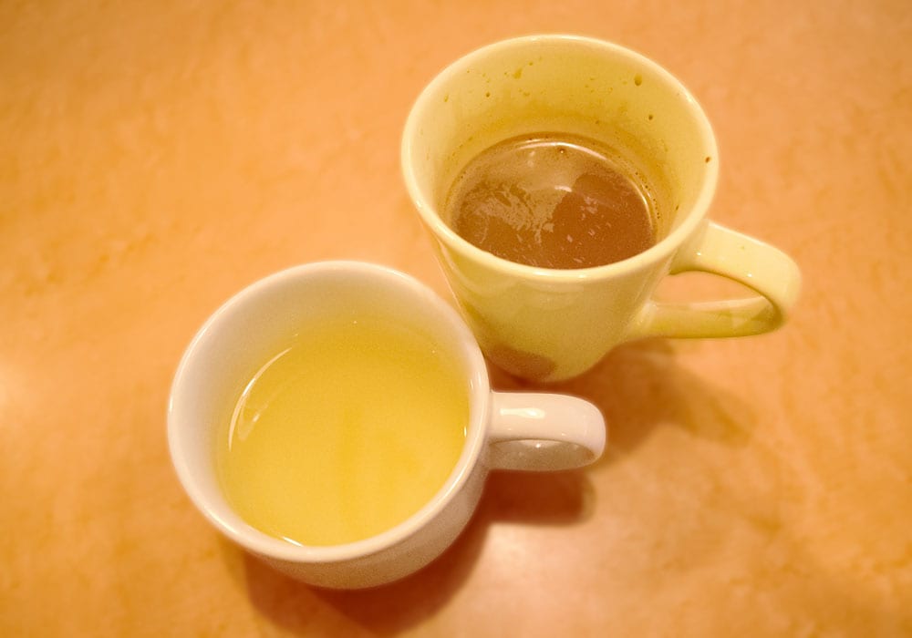 ドリンクバーと日替わりスープは「ガストフィットメニュー2」を卓上のタブレットで注文するとすぐに自分で取りに行くスタイルです。