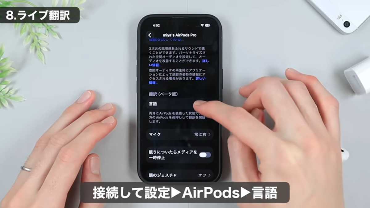 設定から翻訳言語を変更可能