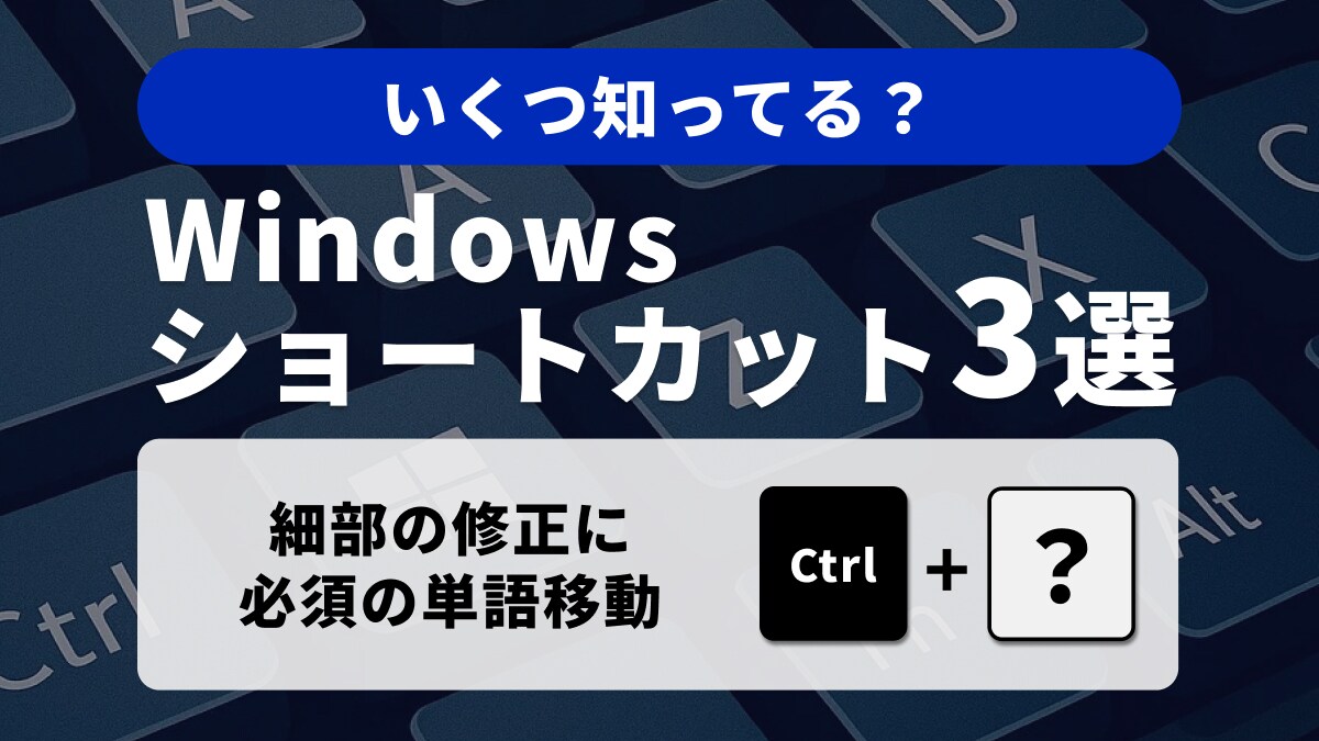 【Windows革命】単語・段落の二刀流！編集効率を最大化するショートカット3選