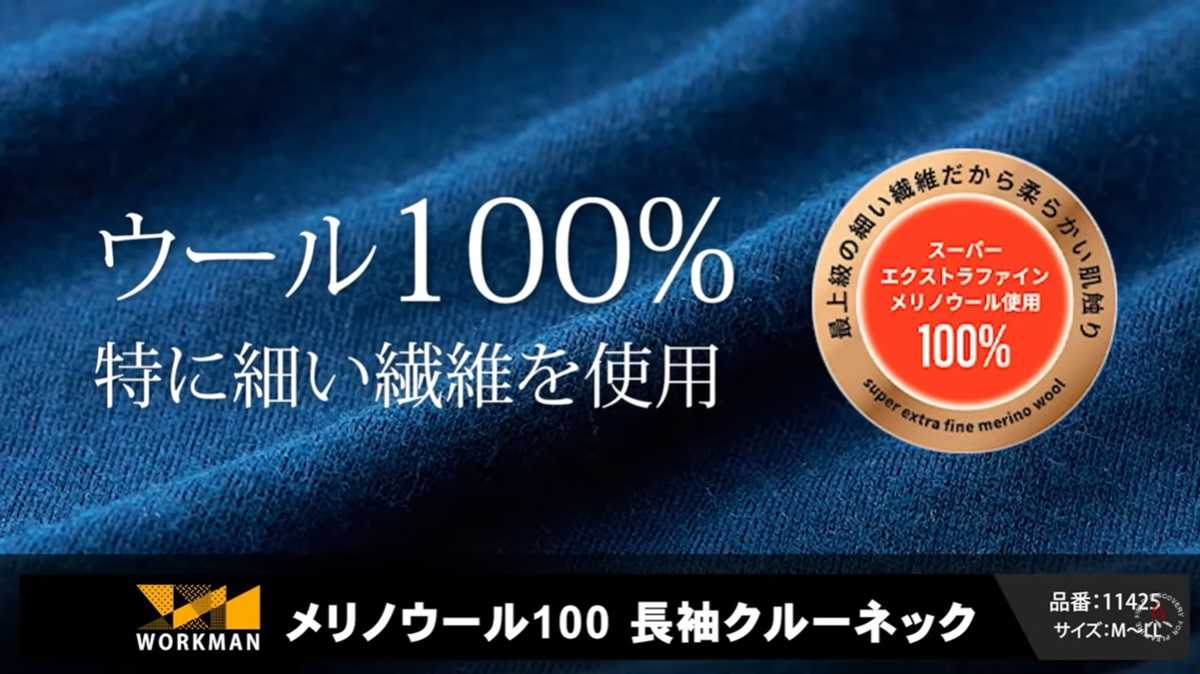 ワークマン「メリノウール100長袖クルーネック」は肌触りも抜群