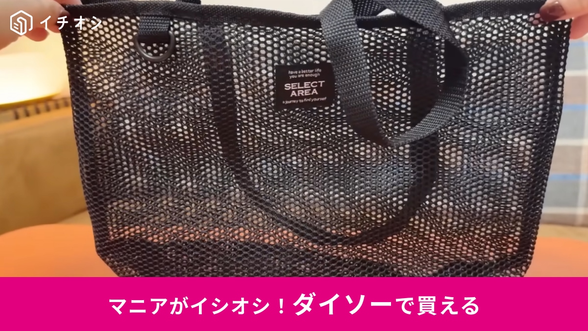 【ダイソー神バッグ】温泉やジムにいいじゃん！220円「メッシュミニトートバッグ」は大容量で通気性も◎