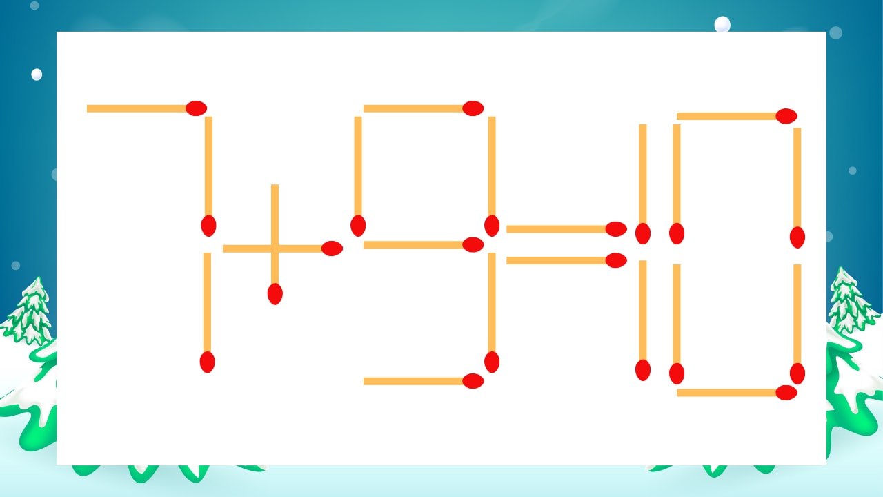 【マッチ棒クイズ】1本だけ動かして正しい式に：7+9=10？