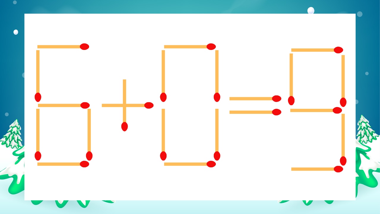 【マッチ棒クイズ】1本だけ動かして正しい式に：6+0=9？