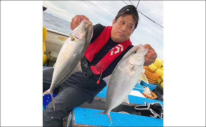 【沖釣り釣果速報】落とし込み釣りでヒラマサ107cm浮上!エサ付き抜群で青物ラッシュ!(福岡)
