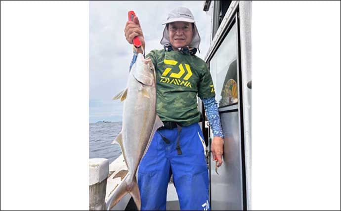 【沖釣り釣果速報】落とし込み釣りでヒラマサ107cm浮上!エサ付き抜群で青物ラッシュ!(福岡)