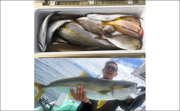【沖釣り釣果速報】落とし込み釣りでヒラマサ107cm浮上!エサ付き抜群で青物ラッシュ!(福岡)