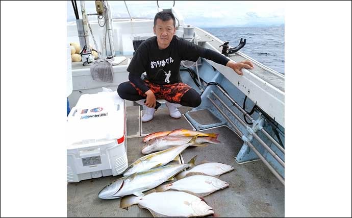 【沖釣り釣果速報】落とし込み釣りでヒラマサ107cm浮上!エサ付き抜群で青物ラッシュ!(福岡)