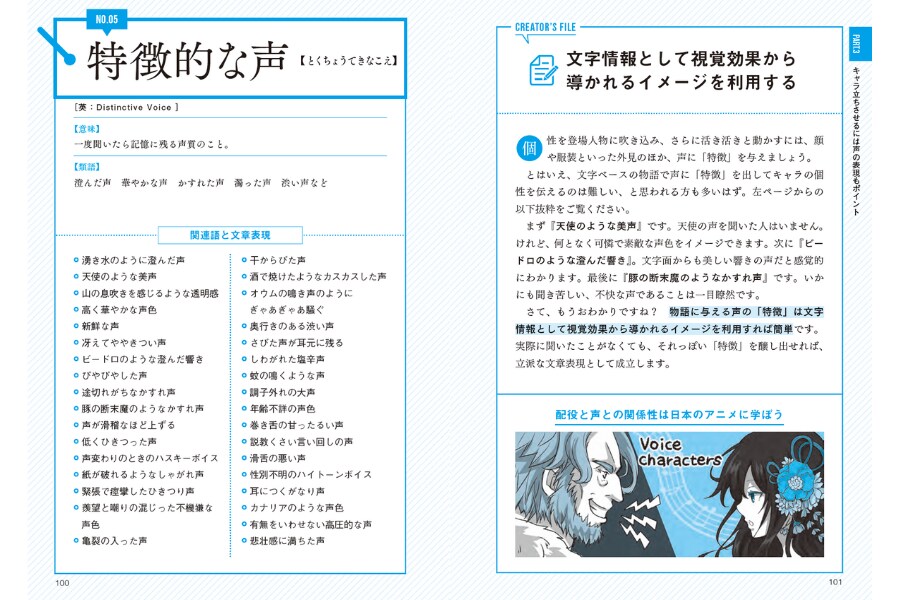 特徴的な声の表現『プロの小説家が教える クリエイターのための語彙力図鑑』