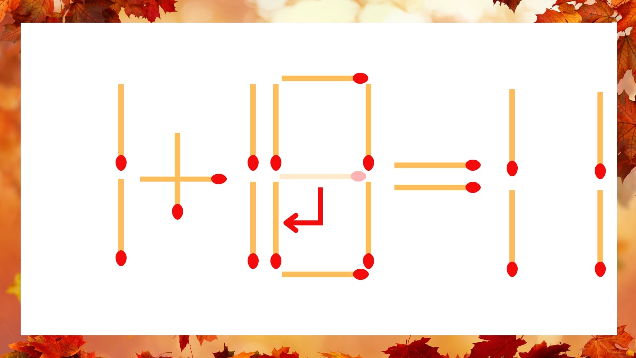 【マッチ棒クイズ】1本だけ動かして正しい式に:1+19=11?の正解画像