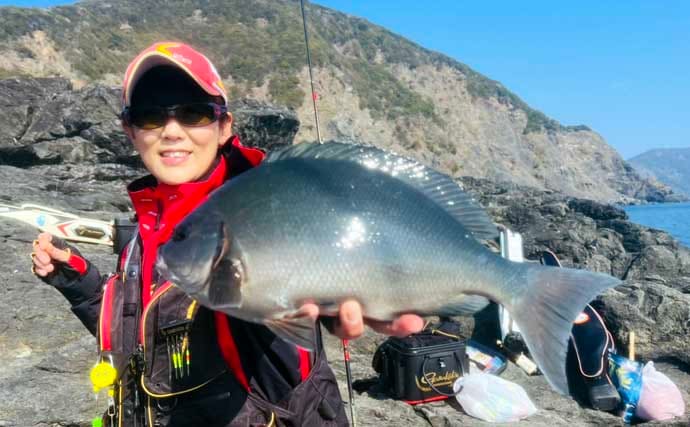 美味しそうな良型クロ（グレ）乱舞！磯フカセ釣りで45cm頭に本命続々【大分・蒲江】