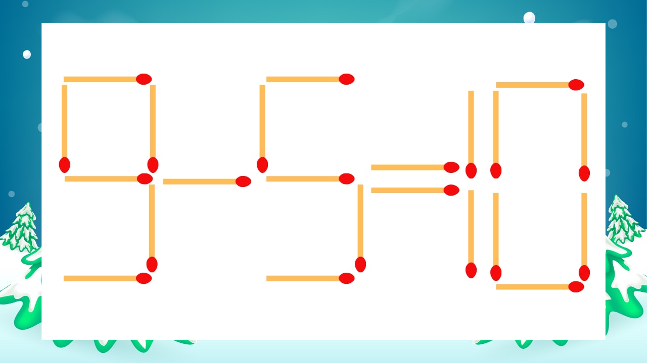 【マッチ棒クイズ】1本だけ動かして正しい式に：9-5=10？の画像
