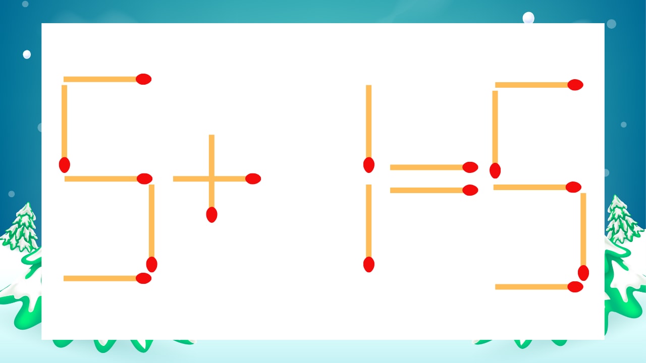 【マッチ棒クイズ】1本だけ動かして正しい式に：5+1=5？
