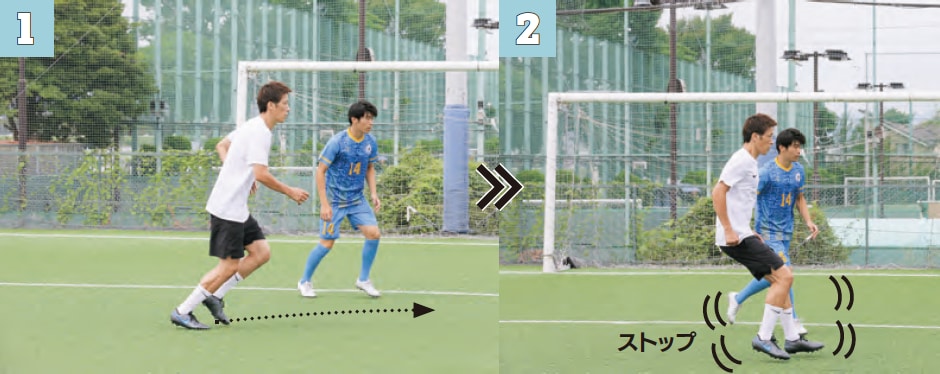 前に行くフリをしてボールを迎える『サッカー 局面を打開する デキる選手の動き方』