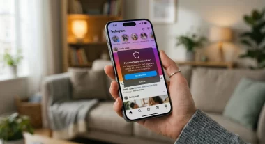 スマートフォンの画面に表示されるInstagramの保護者向けアラート通知のイメージ画像