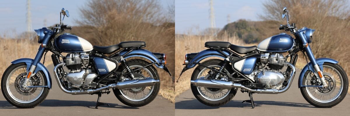 写真はCLASSIC 650 BASE (色：Bruntingthorpe Blue)で価格は100万2100円。