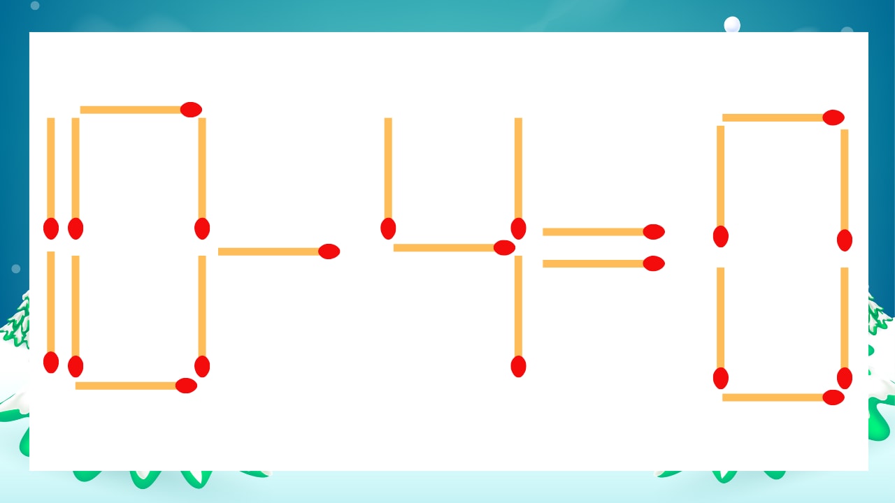 【マッチ棒クイズ】1本だけ動かして正しい式に:10-4=0?の画像