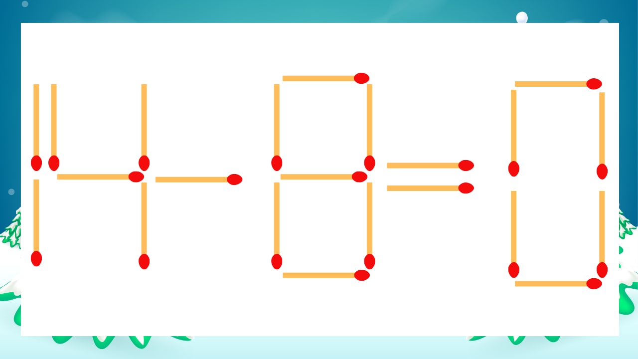 【マッチ棒クイズ】1本だけ動かして正しい式に：14-8=0？