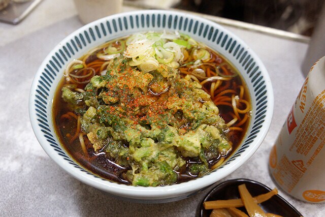 完璧な春菊天そば