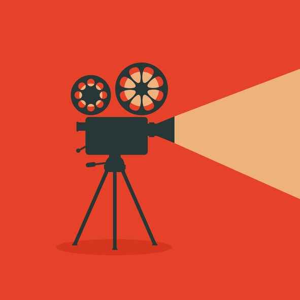 Retro cinema. Retro film projector.