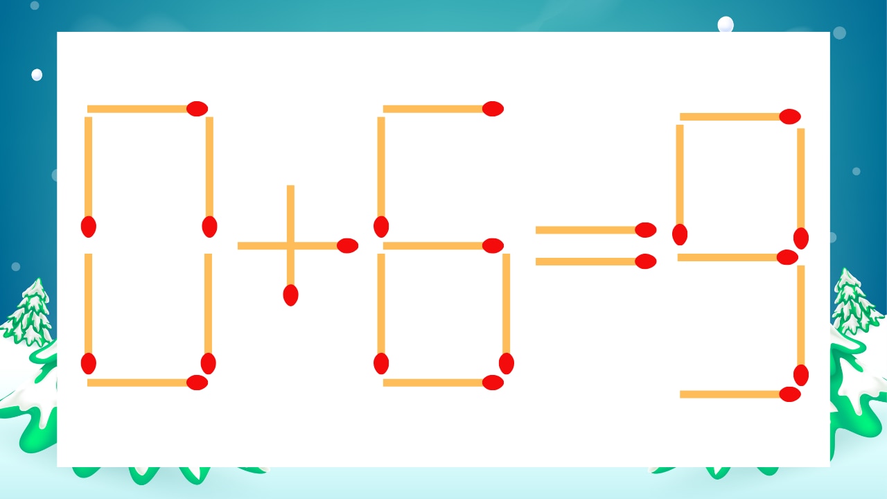 【マッチ棒クイズ】1本だけ動かして正しい式に：0+6=9？