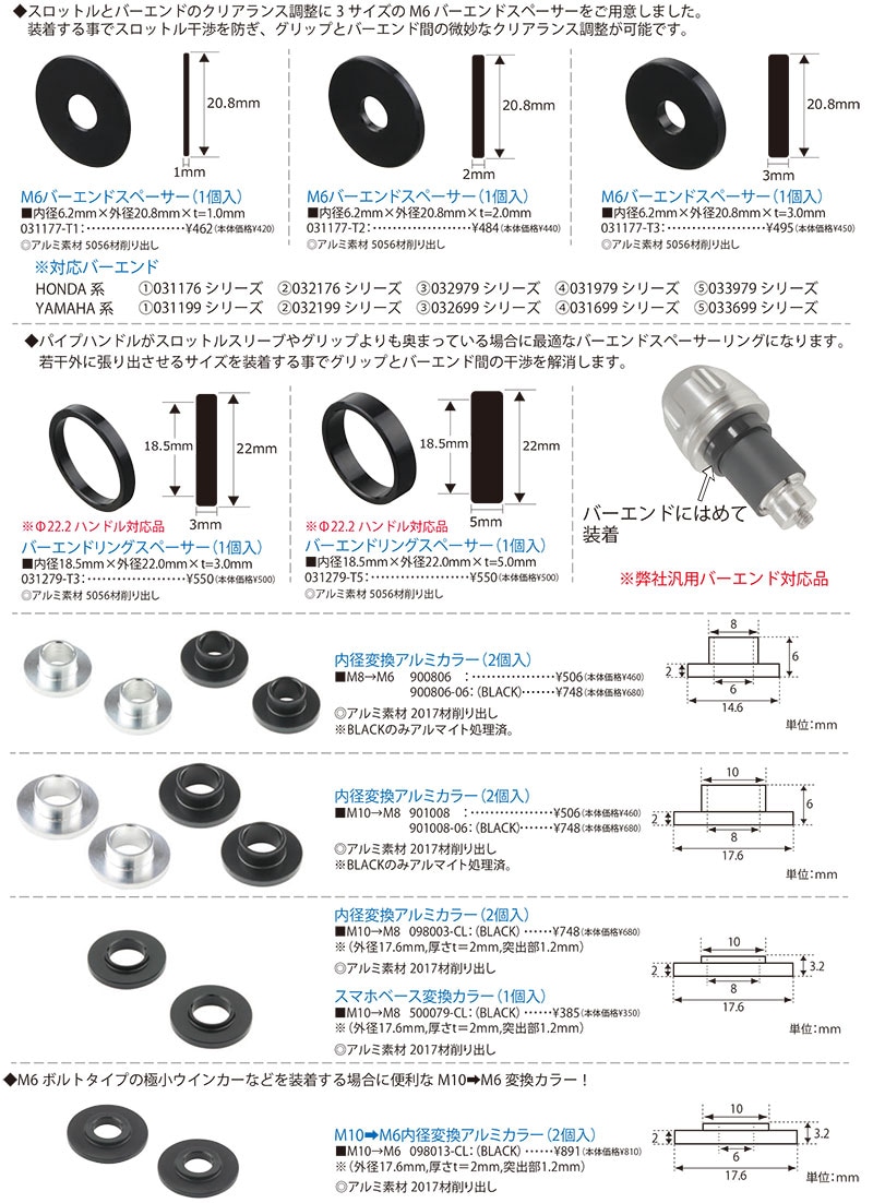 ポッシュフェイスから「バーエンドスペーサー&スペシャルカラー」発売! スロットル周りなどの微調整に 記事8