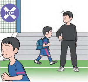 グラウンドに来たらまずはあいさつ