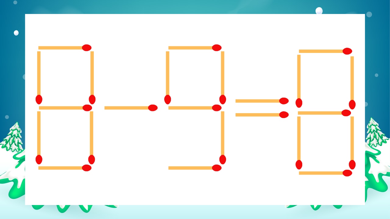 【マッチ棒クイズ】1本だけ動かして正しい式に：8-9=8？の画像