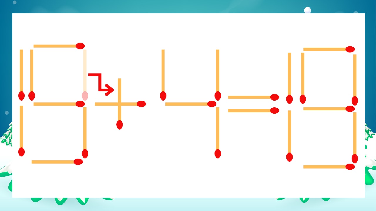 【マッチ棒クイズ】1本だけ動かして正しい式に：19-4=19？の正解画像