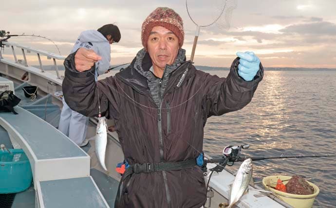 相模湾の沖五目釣りでアジ11～39尾に2.4kgマダイ手中【洋征丸】カンパチ・マハタ・クロムツも登場