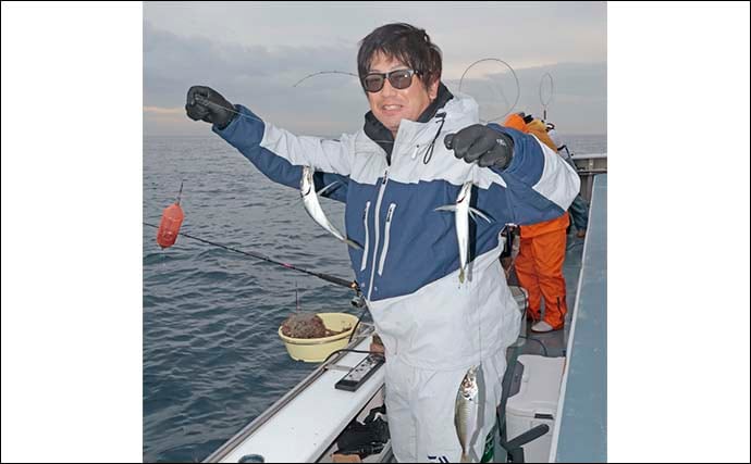 相模湾の沖五目釣りでアジ11～39尾に2.4kgマダイ手中【洋征丸】カンパチ・マハタ・クロムツも登場