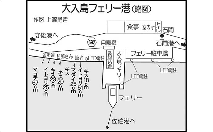 大入島・日向泊港の投げ釣りで25cm超キス続出!【大分】マゴチ67cm&イトヨリ51cmも登場