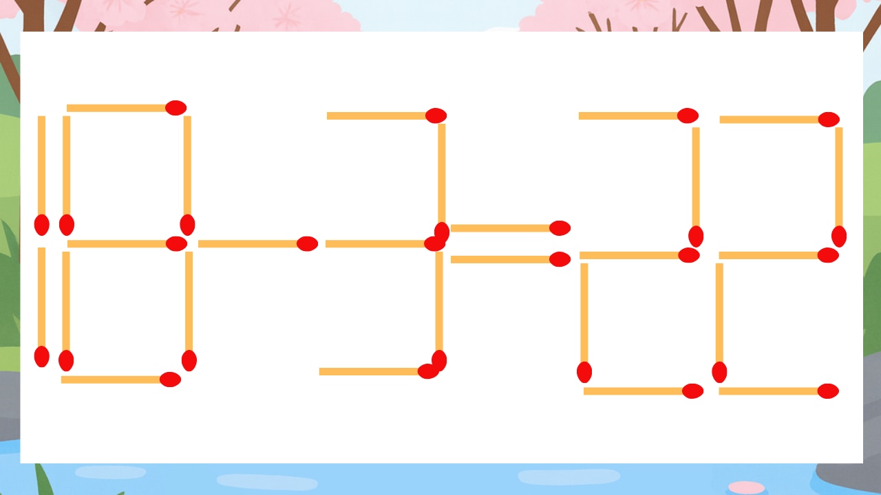 【マッチ棒クイズ】1本だけ動かして正しい式に：18-3=22？の画像