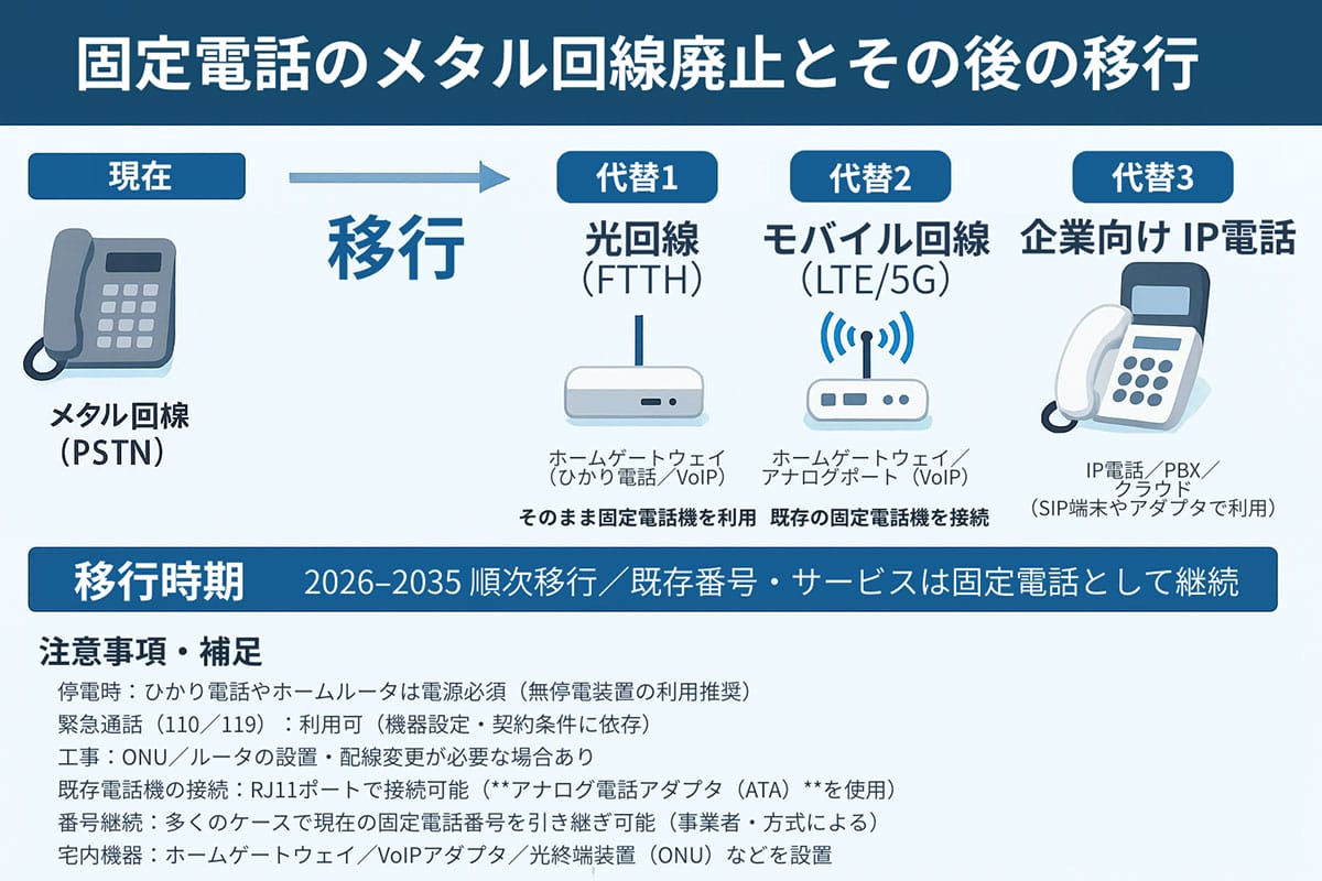 固定電話のメタル回線廃止とIP網への移行について1