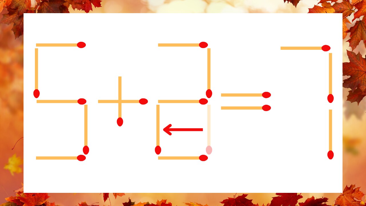 【マッチ棒クイズ】1本だけ動かして正しい式に：5+3=7？の正解画像