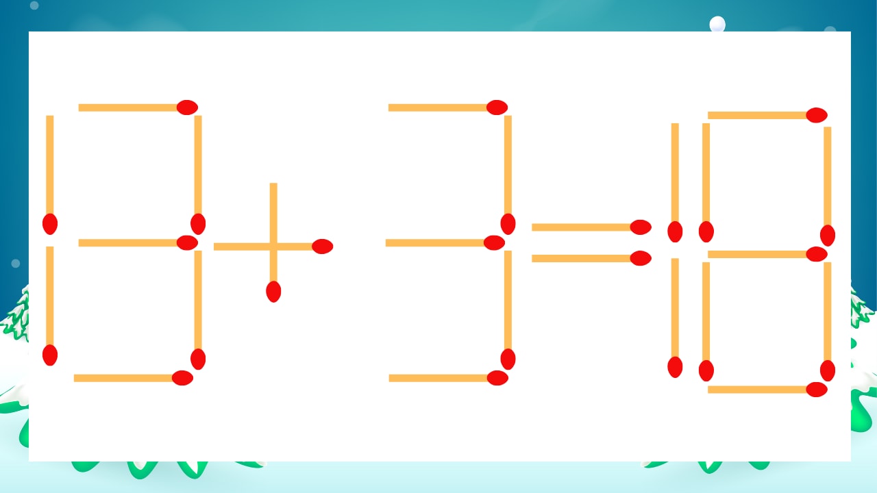 【マッチ棒クイズ】1本だけ動かして正しい式に：13+3=18？の画像