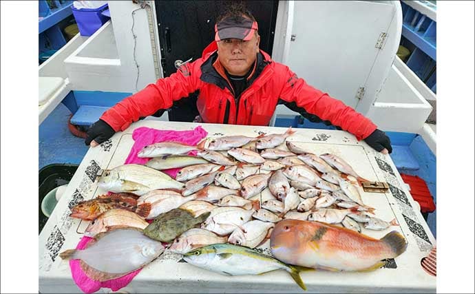【沖釣り釣果速報】五目釣りで1kg級交じりにシマアジ全員安打！竿頭は7匹確保（愛知・静岡）