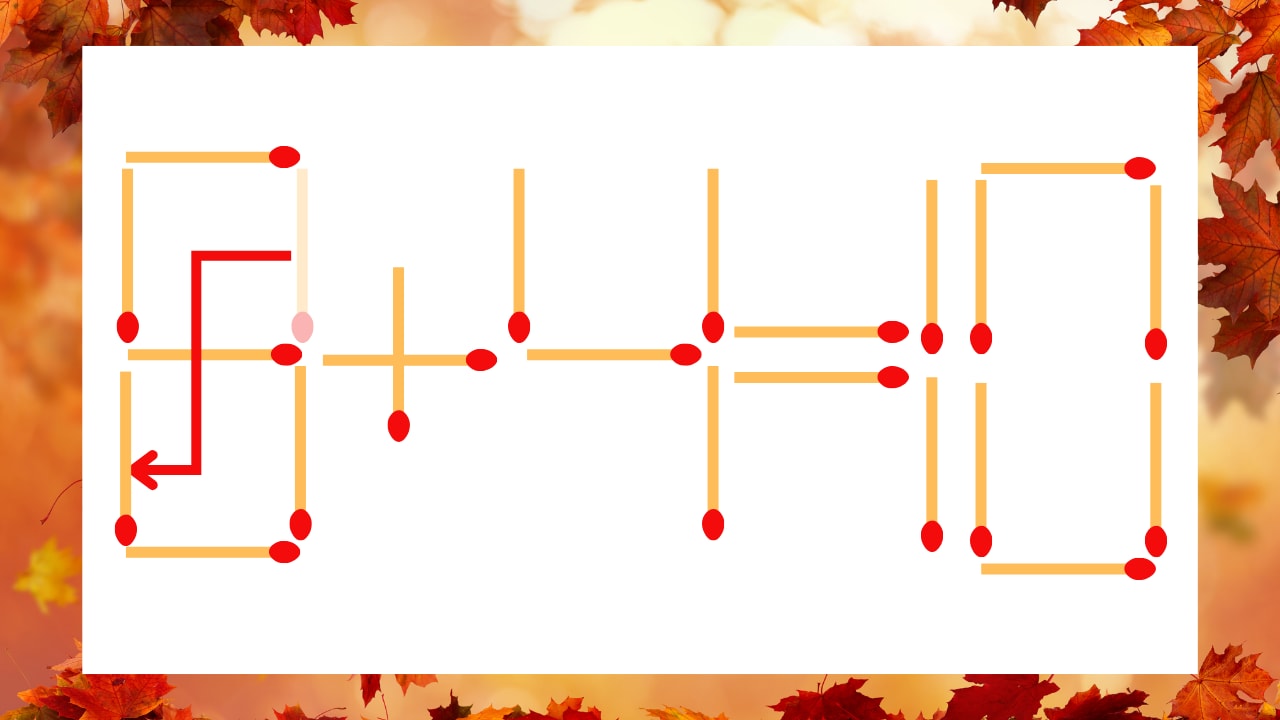 【マッチ棒クイズ】1本だけ動かして正しい式に：9＋4＝10？の正解画像