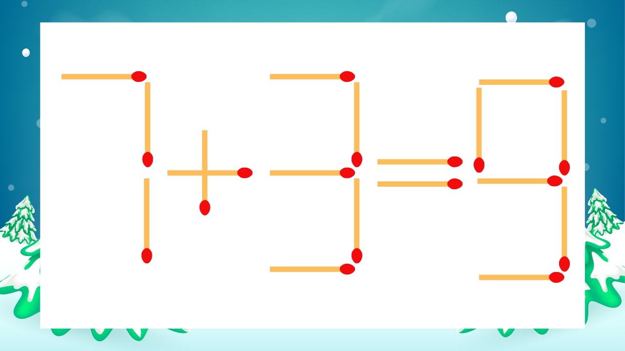 【マッチ棒クイズ】1本だけ動かして正しい式に：7+3=9？