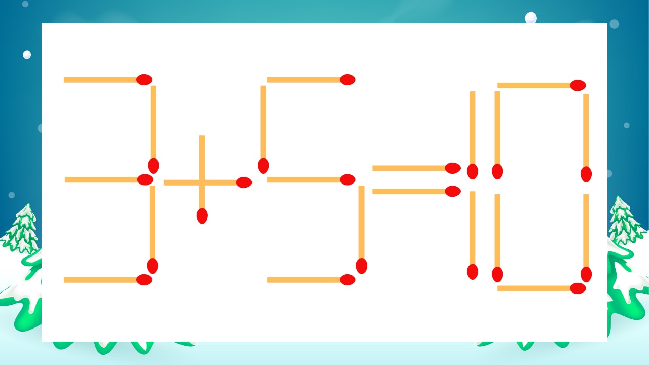 【マッチ棒クイズ】1本だけ動かして正しい式に：3+5=10？の画像
