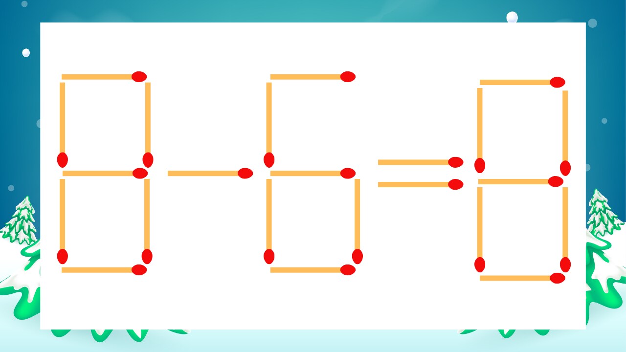 【マッチ棒クイズ】1本だけ動かして正しい式に：8-6=8？
