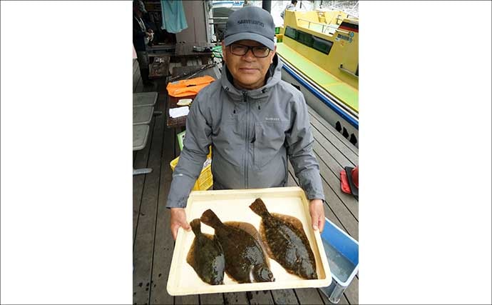東京湾の船カレイ釣りでトップ4尾【荒川屋】1日通してアタリあり