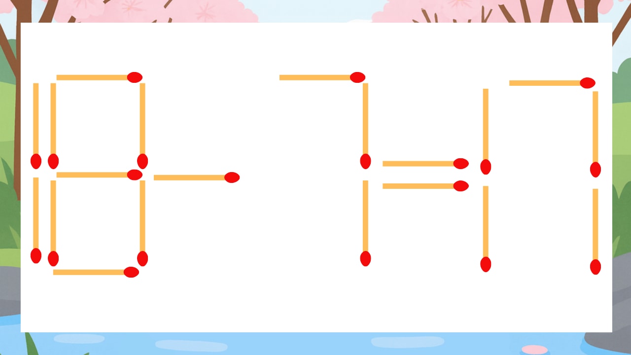 【マッチ棒クイズ】1本だけ動かして正しい式に:18-7=17?の画像