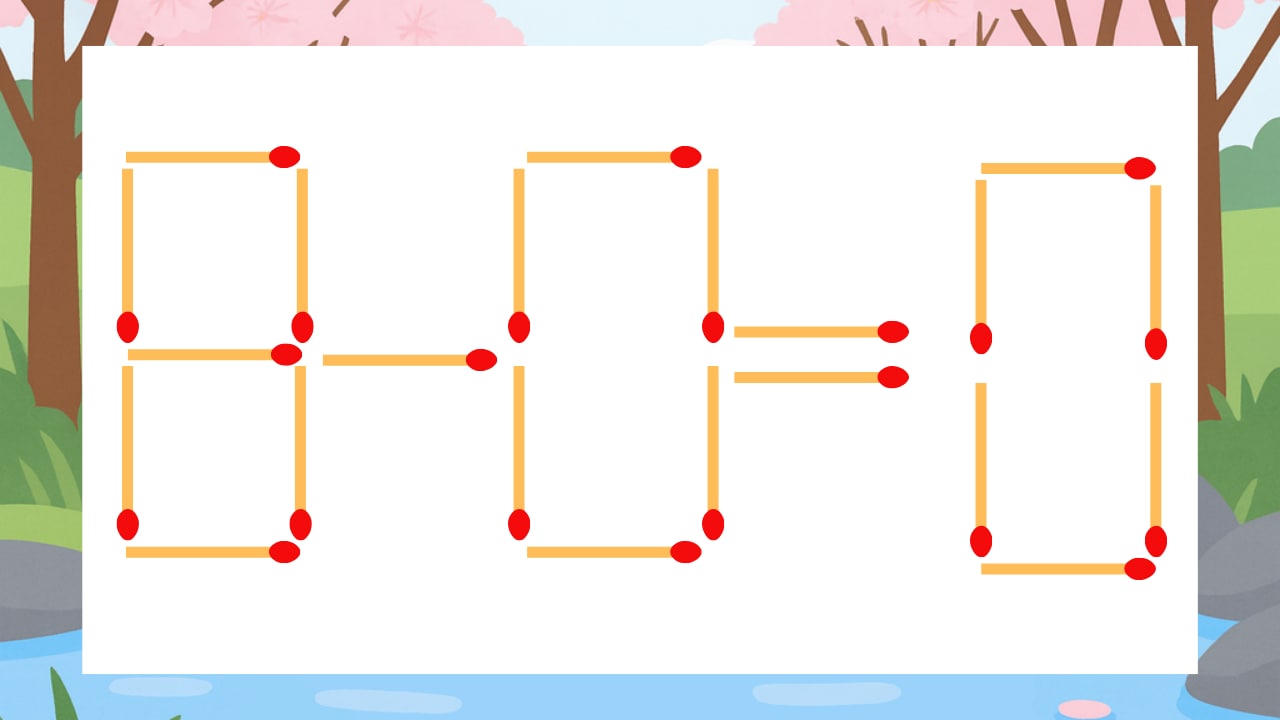 【マッチ棒クイズ】1本だけ動かして正しい式に：8-0=0？の画像