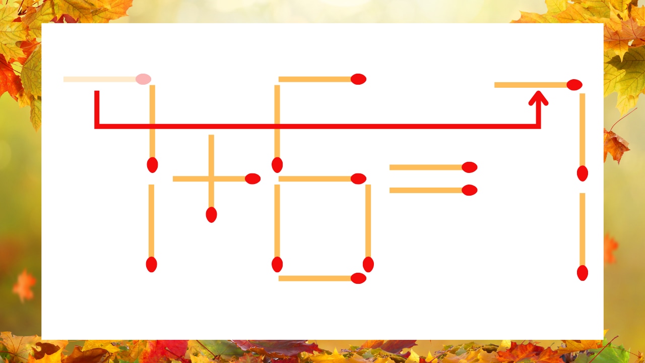 【マッチ棒クイズ】1本だけ動かして正しい式に：7＋6＝1？の正解画像