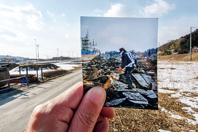 【2014年・宮城県気仙沼市。震災翌年から始まった、当時の写真と今の風景を重ね合わせる「重ね写真」の試み】