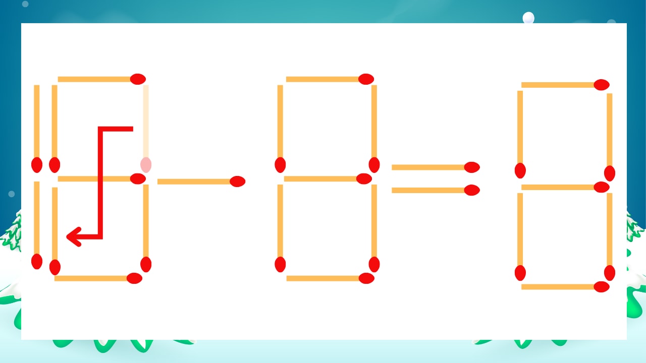 【マッチ棒クイズ】1本だけ動かして正しい式に：19-8=8？の正解画像