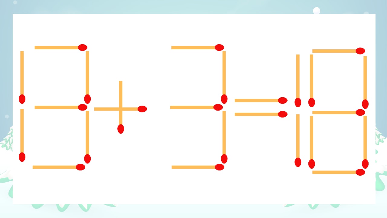 【マッチ棒クイズ】1本だけ動かして正しい式に：13+3=18？