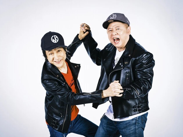 甲本ヒロトといえば、革ジャンということで、嶋田先生にも着ていただいた。「おふたりならぜひ!」と快く嶋田先生へ貸していただいたルイスレザーズさんにも感謝!!