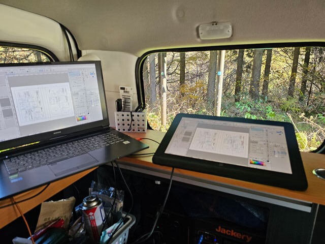 愛車キャンパーアルトピアーノの作業スペース